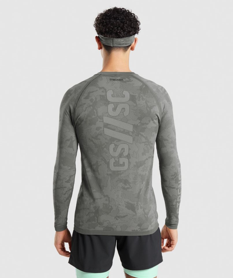 Koszulki Gymshark Steve Cook Long Sleeve Seamless Męskie Szare | PL 546KTD